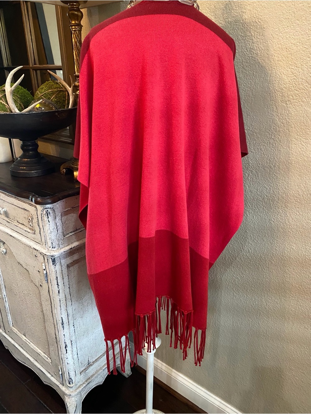 CAbi Fringe Poncho, Red, XS/Small - Picture 2 of 6